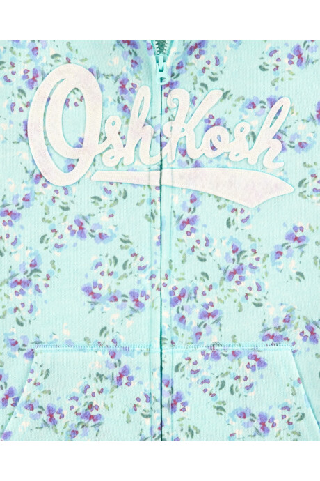 Campera de algodón, con capucha y logo, diseño floral Sin color