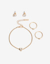 Bijouterie Set Metal Bijou Set Metal Aros Pulsera Y Anillos - Dorado