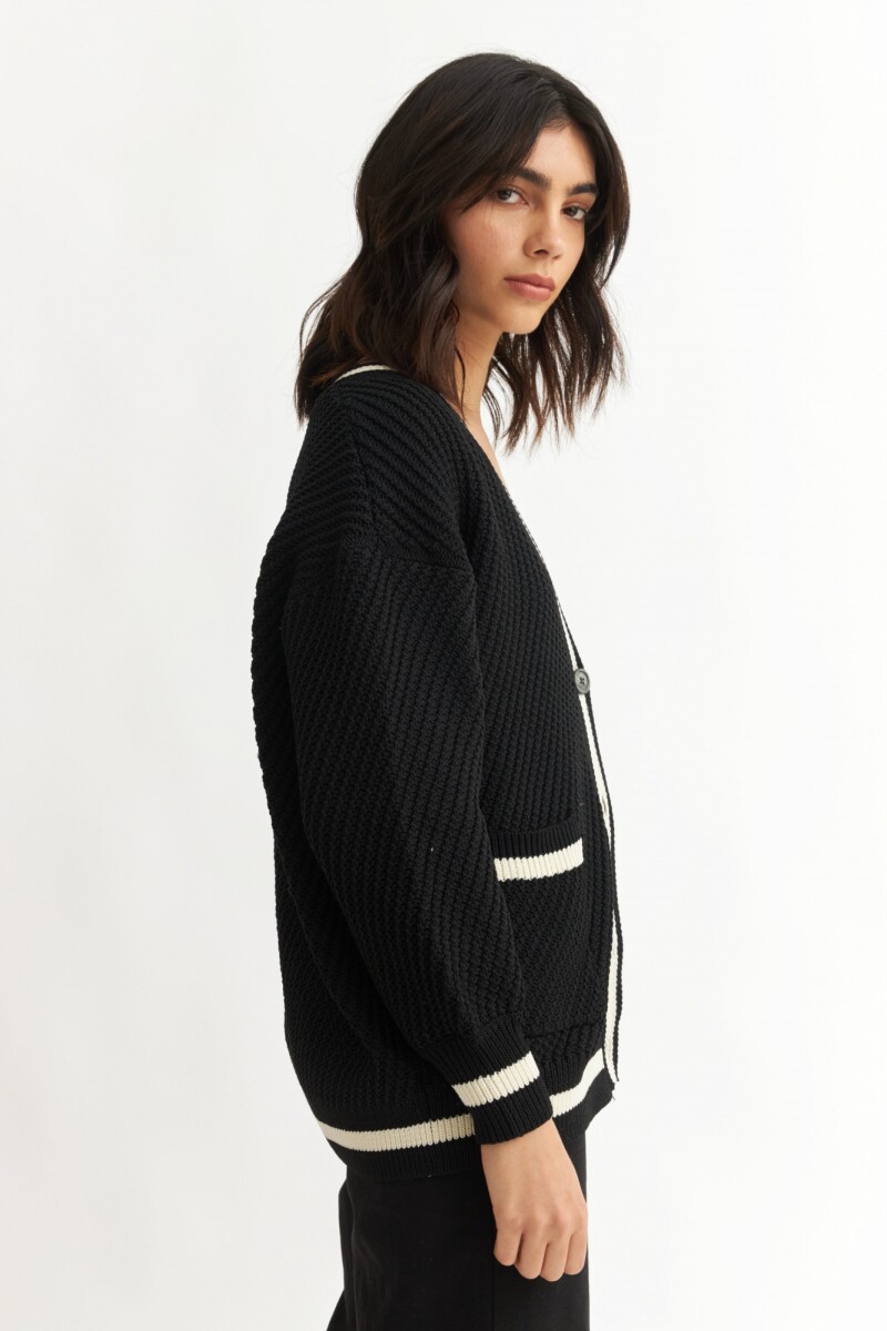 Cardigan con detalles en contraste NEGRO