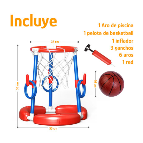Juego De Piscina 2 En 1 Basket y Aros Verano Rojo