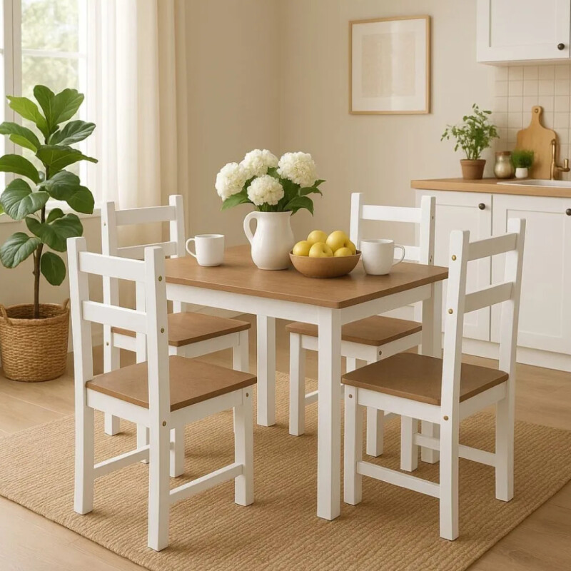 JUEGO DE COMEDOR APA 4 SILLAS UV BLANCO APA-4S JUEGO DE COMEDOR APA 4 SILLAS UV BLANCO APA-4S