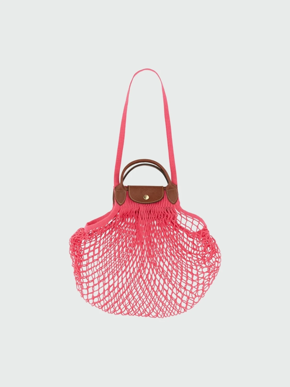 Longchamp -Cartera Longchamp de red, Le pliage Filet Fucsia
