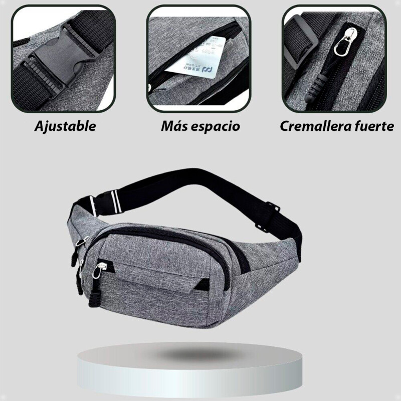 RiÃ±onera Bolso Bandolera de Hombro Gris RiÃ±onera Bolso Bandolera de Hombro Gris