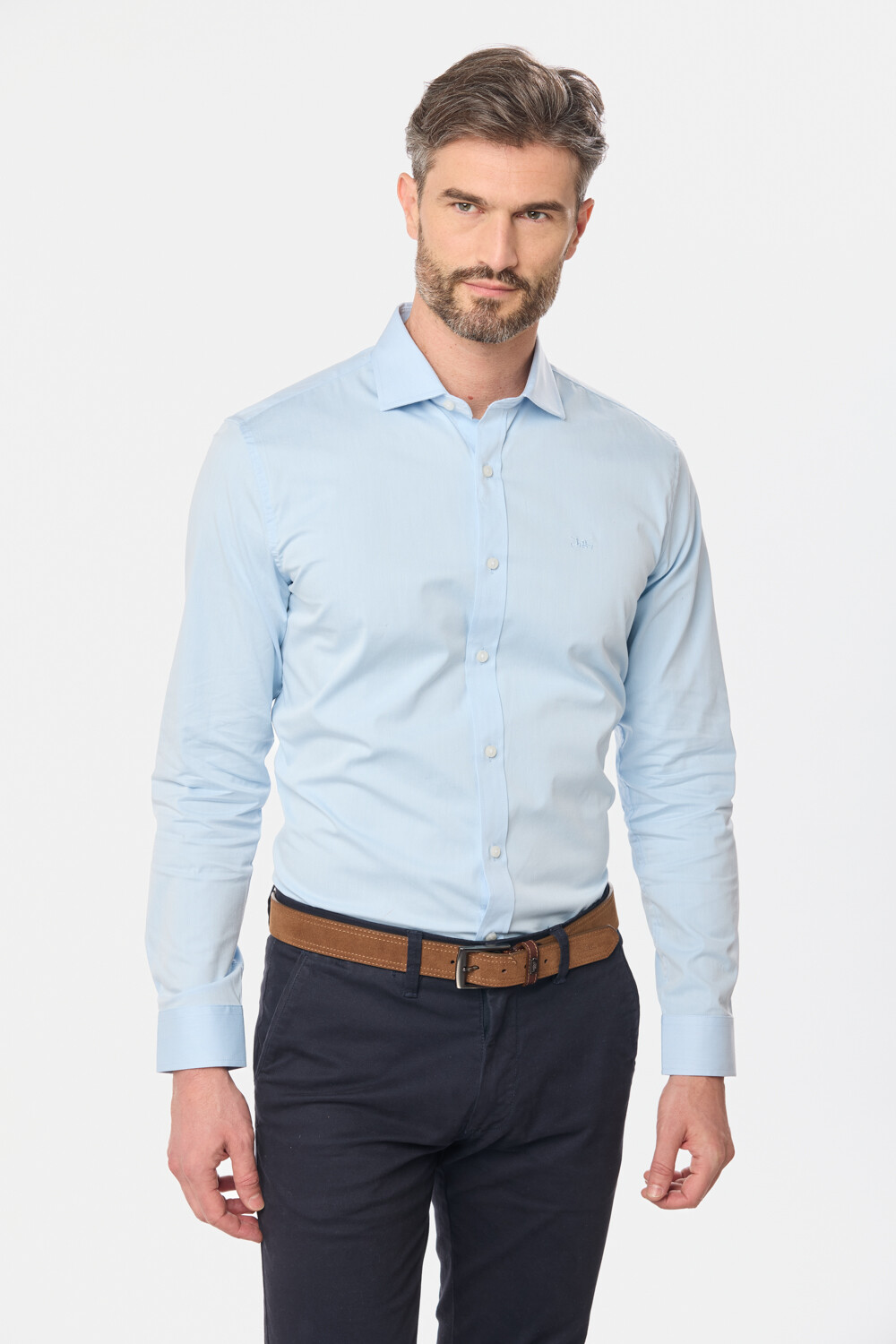 CAMISA DE VESTIR CON SPANDEX Celeste