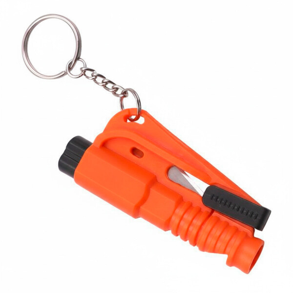Mini Martillo Seguridad Autos Llavero Rompe Vidrios Ventanas Color Naranja