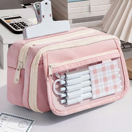 Cartuchera con divisiones y visor 12x22x9cm Lila