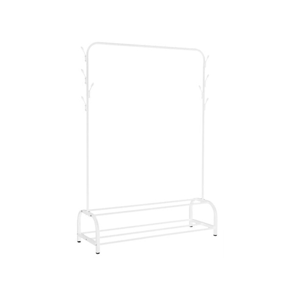 Perchero Para Ropa Con Doble Estante y ganchos de Metal Organizador zapatero Imback Color Blanco Perchero Para Ropa Con Doble Estante y ganchos de Metal Organizador zapatero Imback Color Blanco