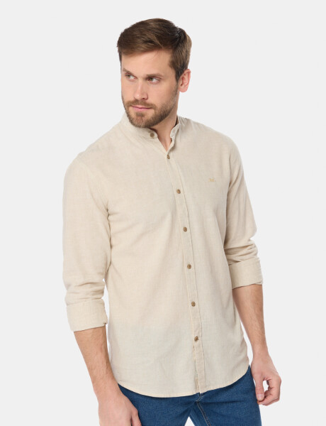 CAMISA DE LINO CUELLO MAO Beige