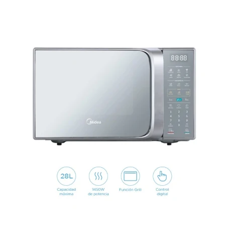 MICROONDAS MIDEA 28 LTS. SILVER CON GRILL MICROONDAS MIDEA 28 LTS. SILVER CON GRILL