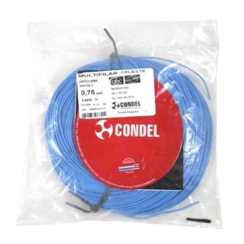 CABLE MULTIFILAR 0,75MM2 CELESTE CONDEL CABLE MULTIFILAR 0,75MM2 CELESTE CONDEL
