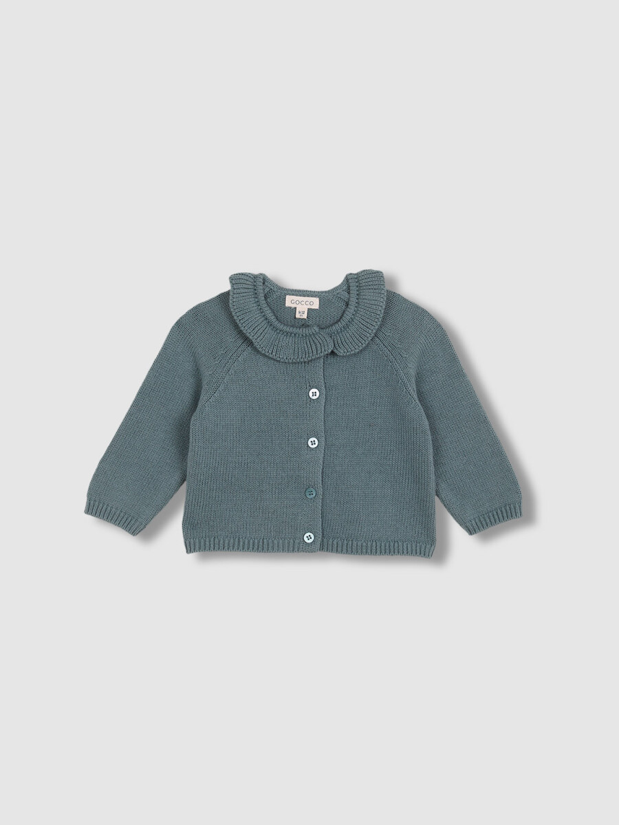 Chaqueta Cuello Volante Azul