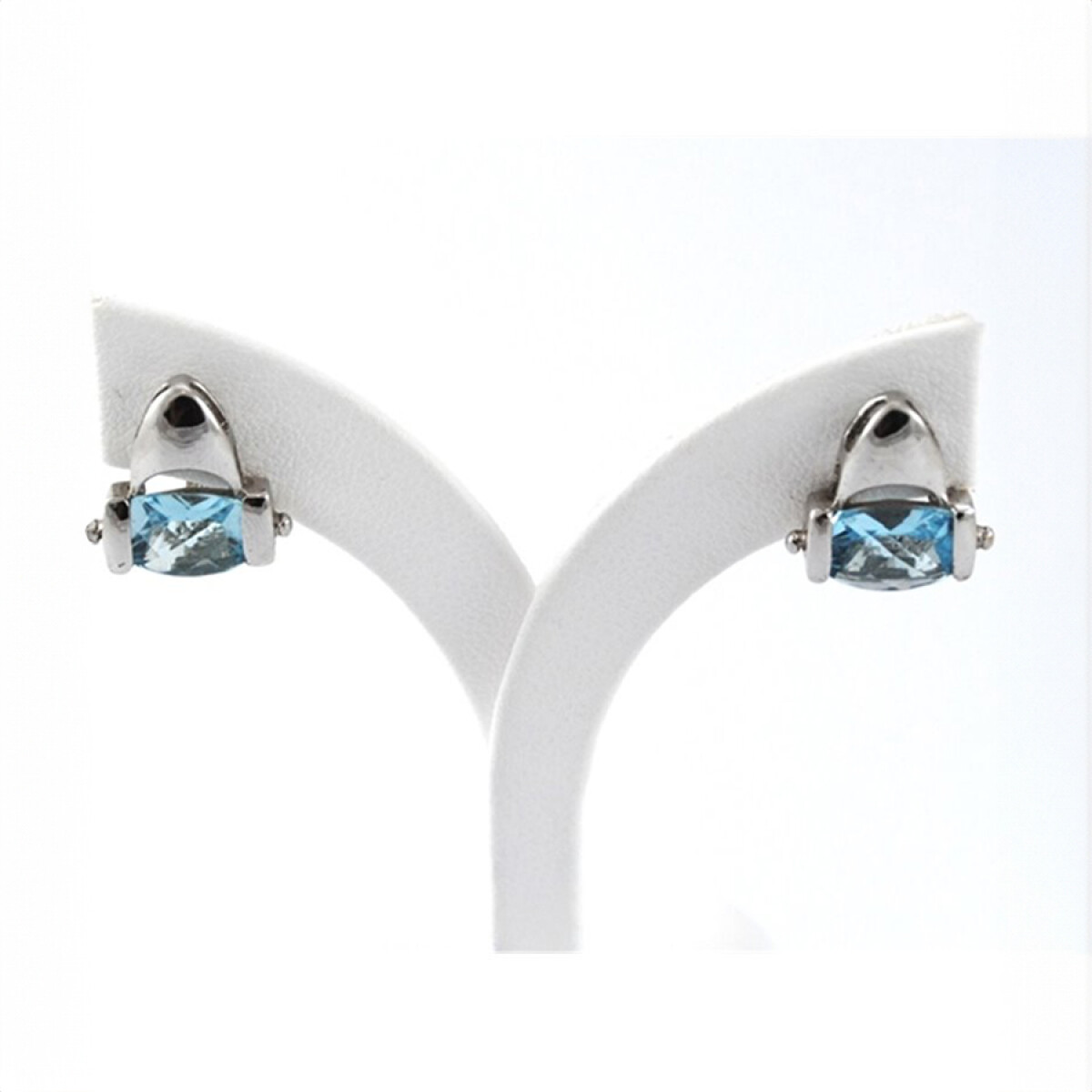 Caravanas Oro Blanco 18K Con Topacio 