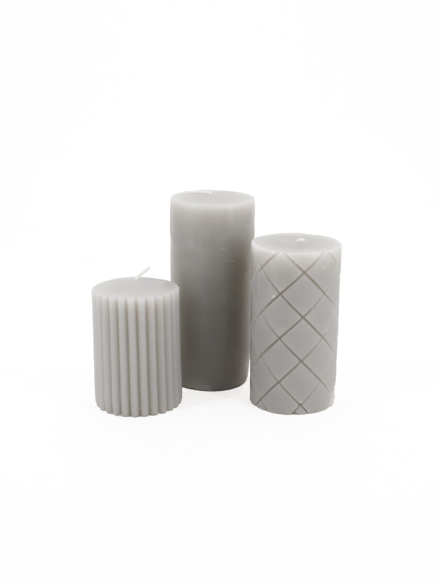 VELAS PILAR SET X3 - GRIS 