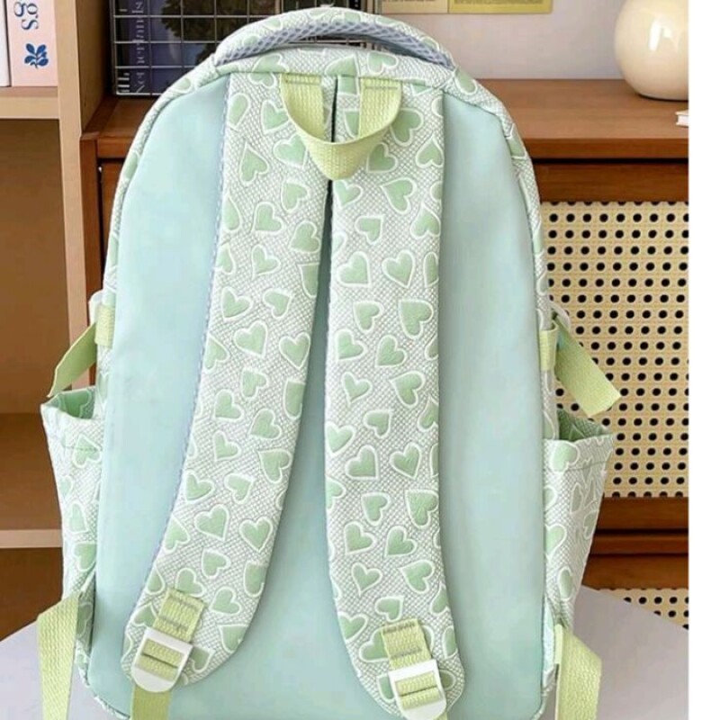 Mochila Escolar Liceal Corazones 35 Litros Verde