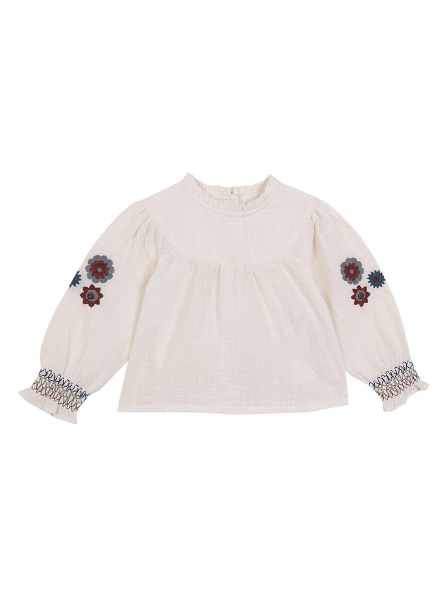 Blusa Con Bordado Blanco Roto
