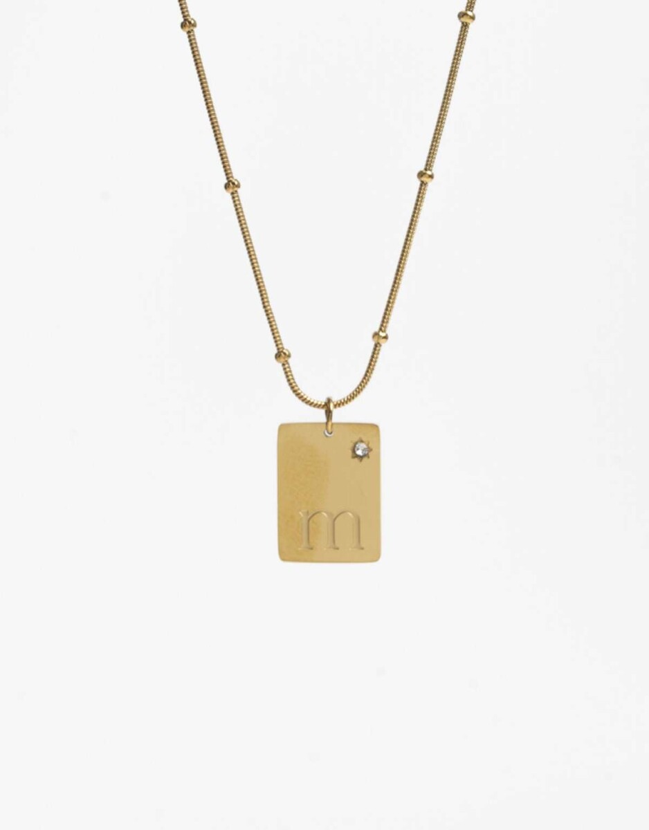 Cadena Corta Dije ''m'' Acero - Dorado 