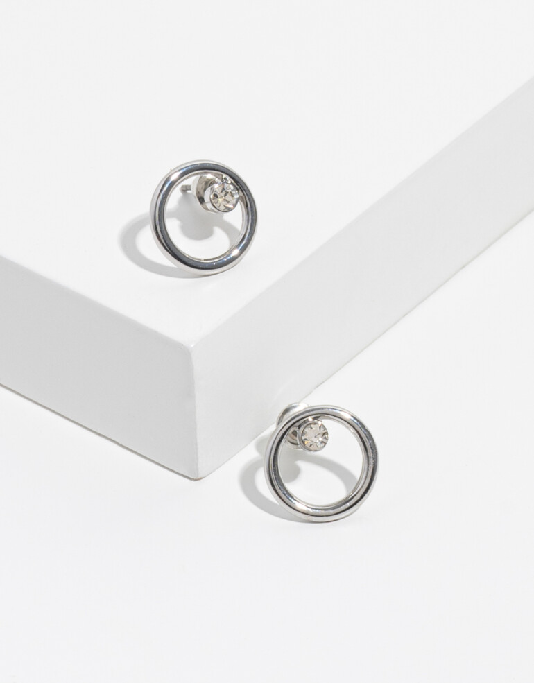 Aros Pasantes Strass Aros Pasantes Con Strass - Plateado Rodio