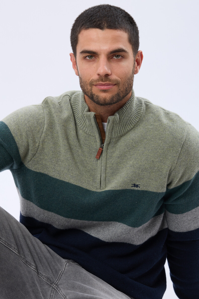 BUZO TEJIDO A RAYAS - Azul 