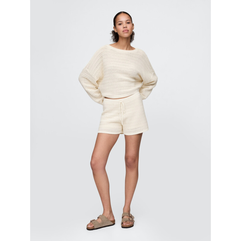 COTTON CROCHET SHORT IVORY FROST