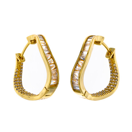 Par de aros de plata 925 con baño de oro amarillo y circonias. Par de aros de plata 925 con baño de oro amarillo y circonias.