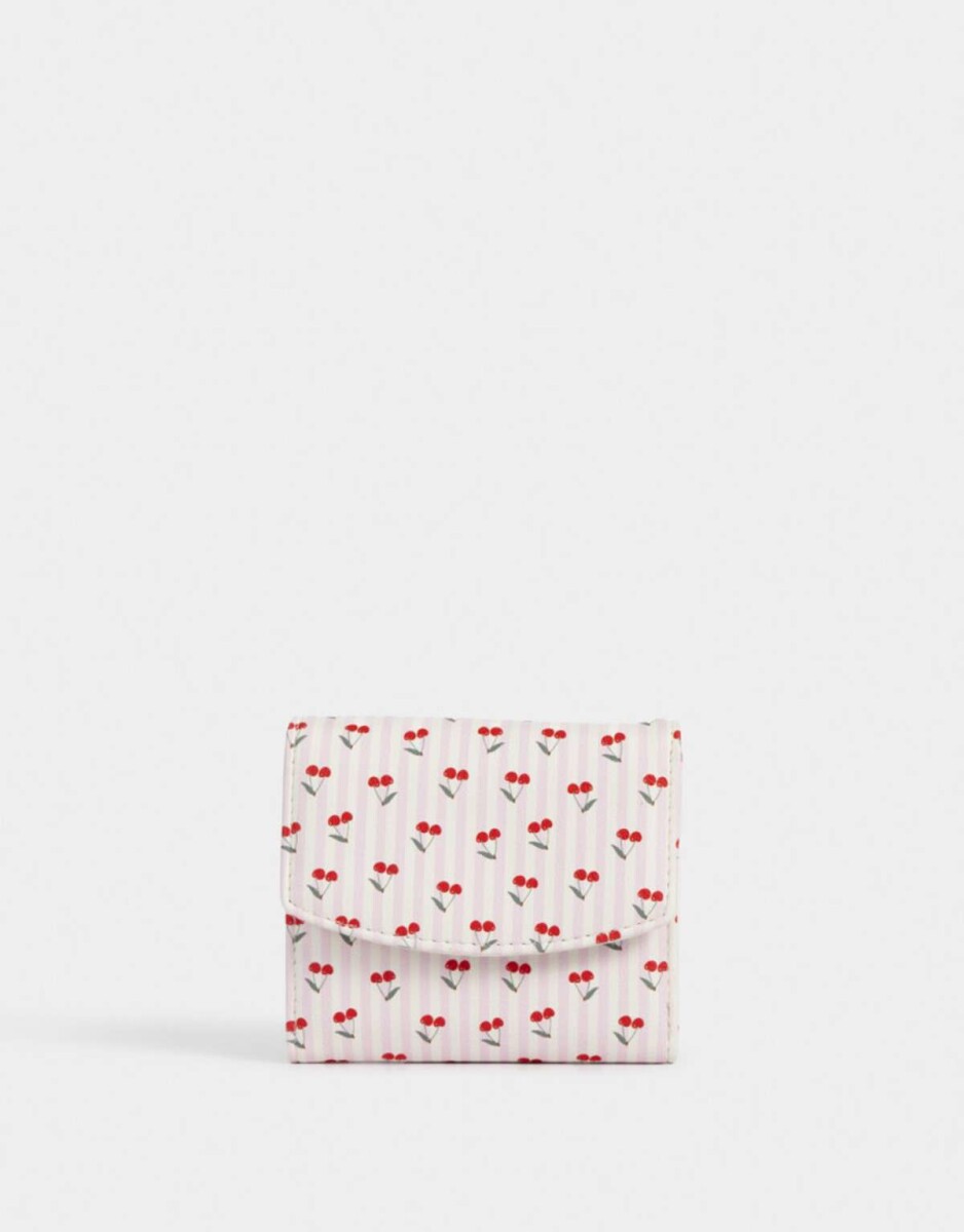 Billetera Cuerina Solapa Flores - Estampado Rayas 