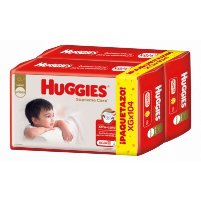 Pañales Huggies Supreme Care Unisex XG X104