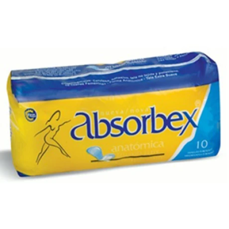 TOALLA FEMENINA ANATOMICA ABSORBEX X 8 TOALLA FEMENINA ANATOMICA ABSORBEX X 8