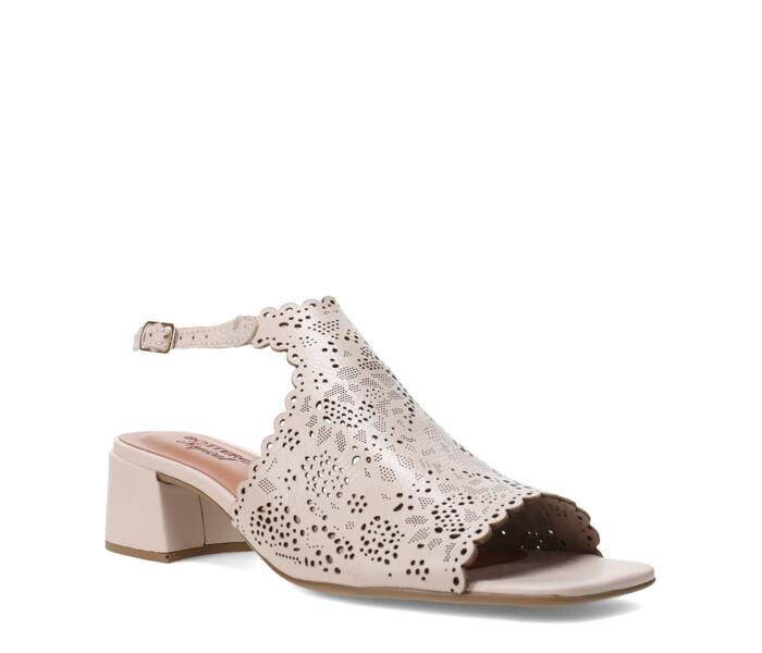 Sandalias de Mujer Bottero Cuero Calado Beige