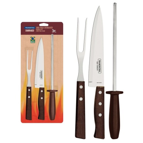 Juego para Asado 3 Piezas Tramontina Churrasco Madera Natural Juego para Asado 3 Piezas Tramontina Churrasco Madera Natural
