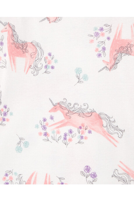 Pijama cuatro piezas de algodón diseño unicornios 0