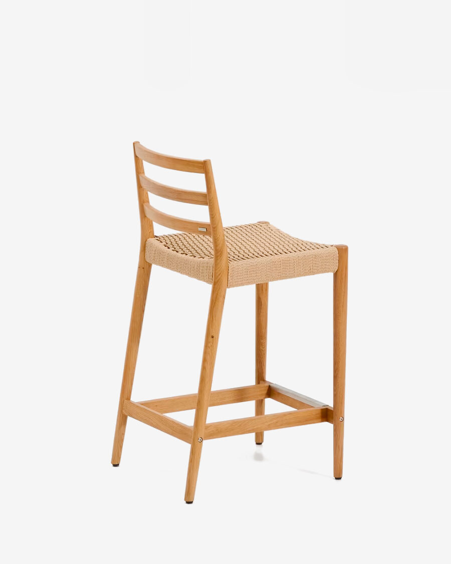 Taburete Analy respaldo madera maciza roble acabado tono natural y asiento cuerda 65cm FSC 100% Taburete Analy respaldo madera maciza roble acabado tono natural y asiento cuerda 65cm FSC 100%