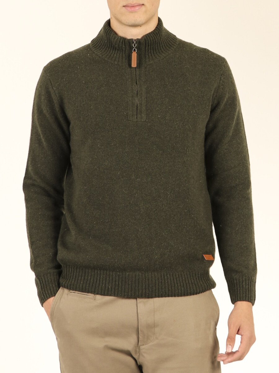 Sweater C/ Coderas Medio Cierre Harrington Label - Verde 
