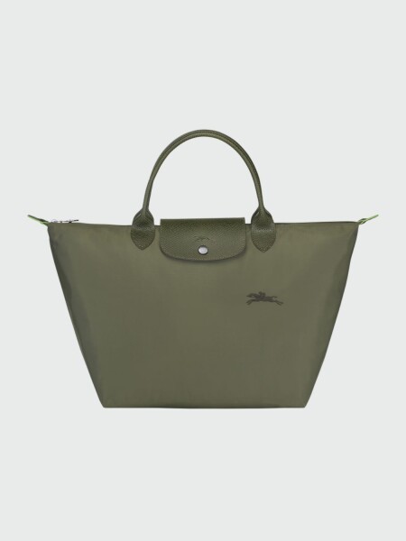 Longchamp -Cartera Longchamp plegable de nylon con cierre y asa corta, Le pliage green M 0