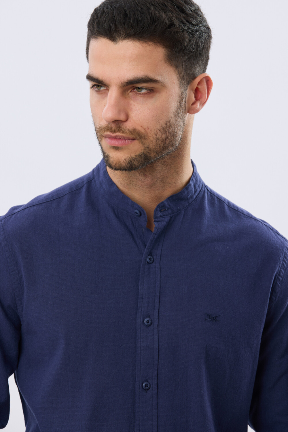 CAMISA LINO CUELLO MAO Azul