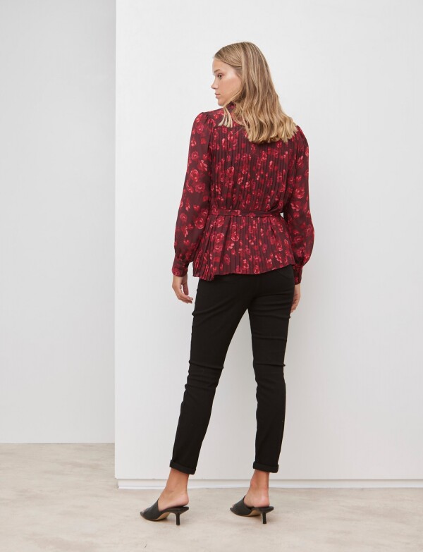 Blusa Plisada Lazo BORDEAUX/MULTI