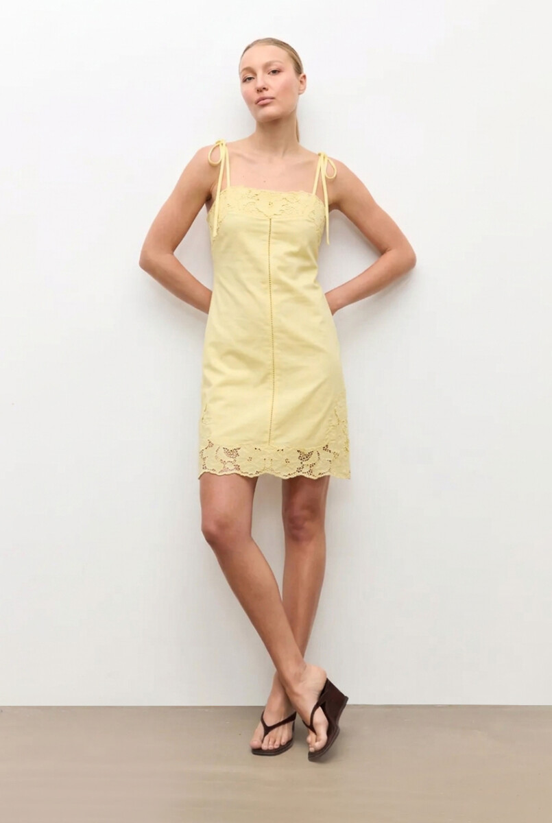 Vestido con encaje - amarillo claro 