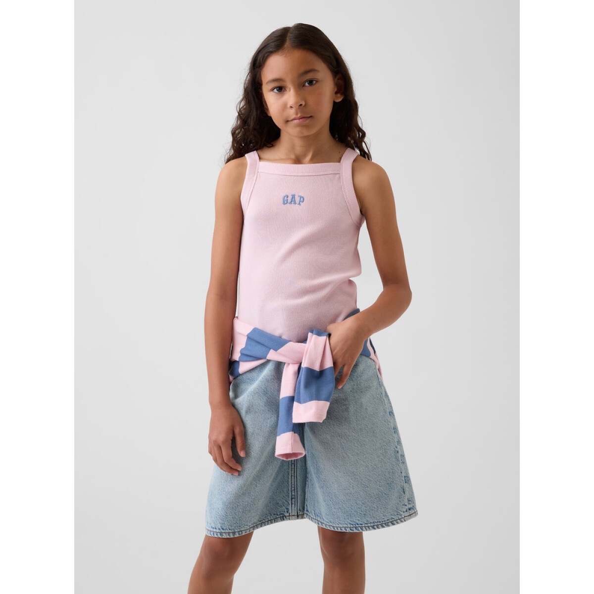 FRCH SQ NECK RIBBED LOGO TANK - ROSE MIST 