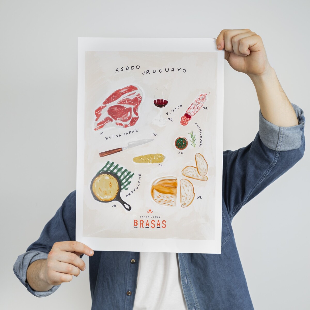 Póster asado uruguayo Brasas 