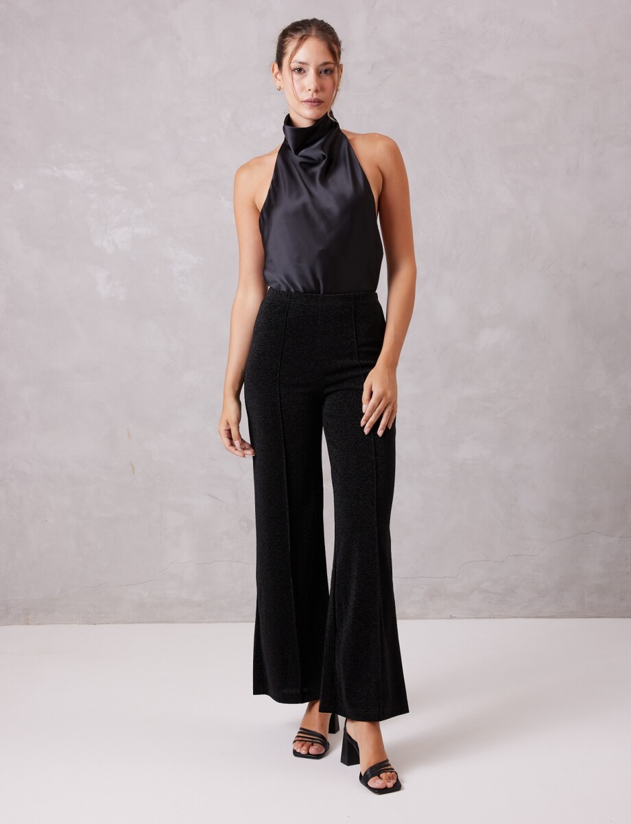 Pantalon Wide Leg Brillo - Negro 