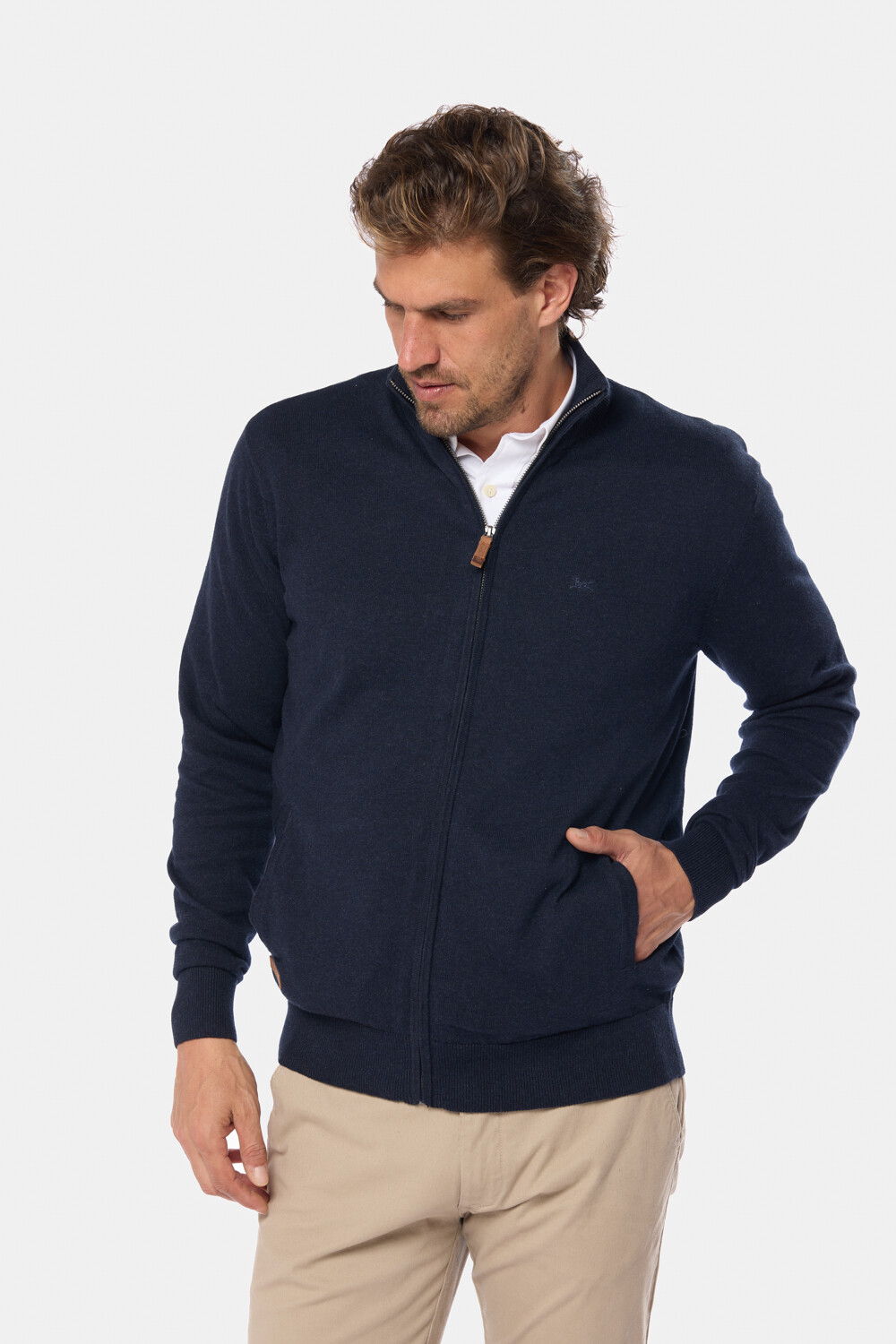 CAMPERA TEJIDA DE ALGODÓN Azul
