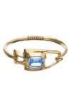 PULSERA SEMIRIGIDA DE ALEACIÓN DE METALES BAÑADA EN ORO 18K CON CRISTAL FACETADO AZUL Pulsera