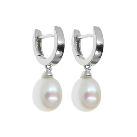 Caravanas / aros en oro blanco 18k. con perlas Caravanas / aros en oro blanco 18k. con perlas