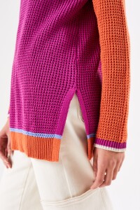 Sweater Textura Combinado Fucsia