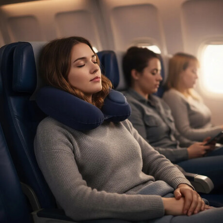 Almohada de viaje inflable Azul