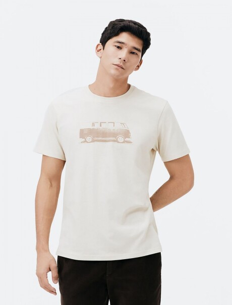 CAMISETA CON ESTAMPA MODELO REGULAR BEIGE