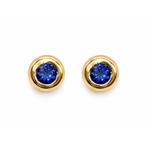 Caravanas Dot de Oro Amarillo 18k y Zafiros Azules Caravanas Dot de Oro Amarillo 18k y Zafiros Azules