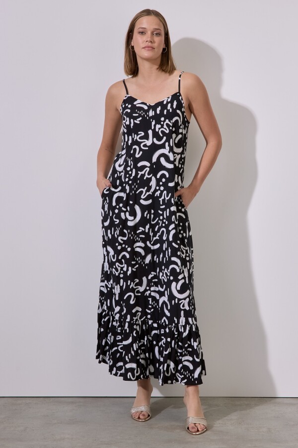 Vestido Maxi Print NEGRO/BLANCO