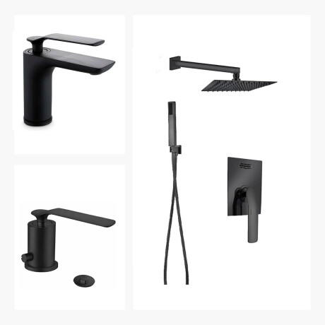 JUEGO COMPLETO DE GRIFERIA INCLUYE DUCHA EMBUTIDA ,LAVATORIO BAJO Y BIDET LINEA MODENA AQUALIA 000