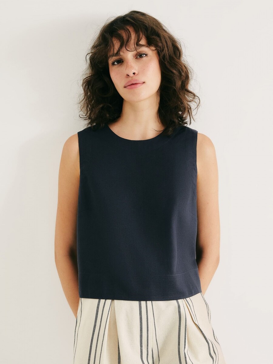 BLUSA MANGA CORTA - AZUL 