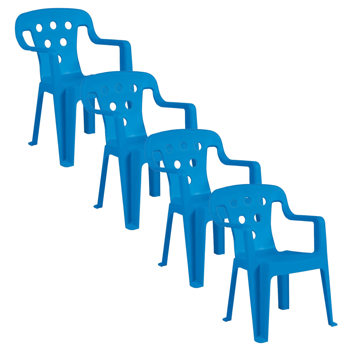 Set X4 Sillas Infantiles Apoya Brazos 40kg Protección UV - Azul 